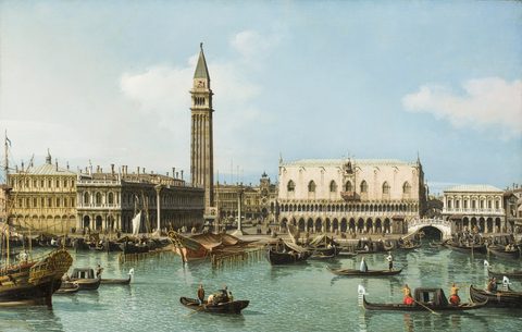 The Molo from the Basin of San Marco, Venice by Bernardo Bellotto — large framed print