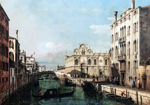 Rio dei Mendicanti and the Scuola Grande di San Marco by Bernardo Bellotto — large framed print