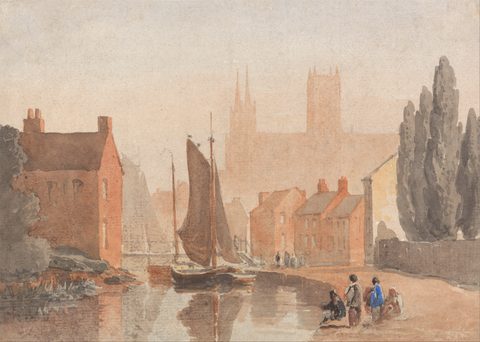 Lincoln Cathedral from Brayford Pool by David Cox — large framed print