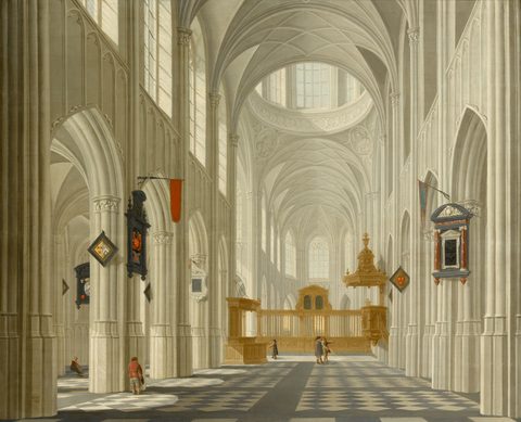 Church Interior with White Columns by Daniël de Blieck — large framed print