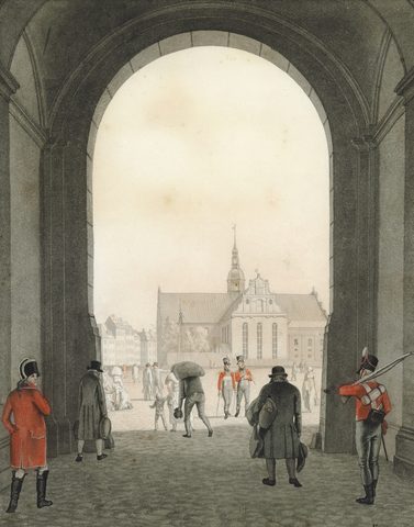 Holmens Church from the Palace Gate, Copenhagen by Christoffer Wilhelm Eckersberg — large framed print