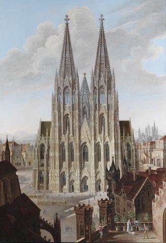 Ideal View of Cologne Cathedral, 1839 by Johann Carl Enslen — large framed print