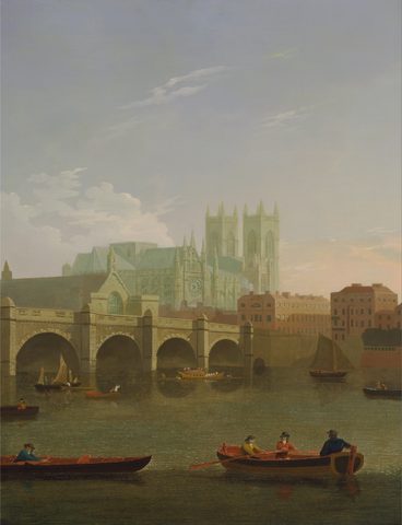 Westminster Abbey and Bridge by Joseph Farington — large framed print
