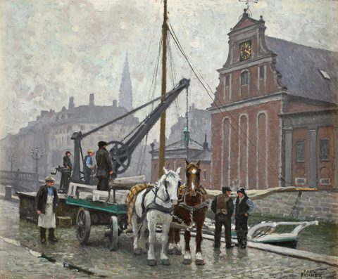At Holmens Church, Copenhagen by Paul Fischer — large framed print
