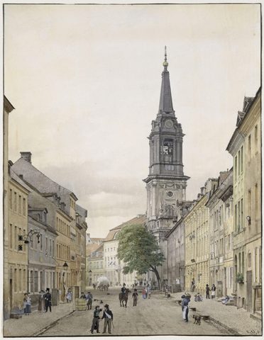 Klosterstraße with the Parochialkirche, Berlin by Eduard Gaertner — large framed print