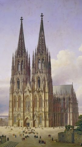Ideal View of Cologne Cathedral from the Southwest by Carl Hasenpflug, 1834–1836, framed print
