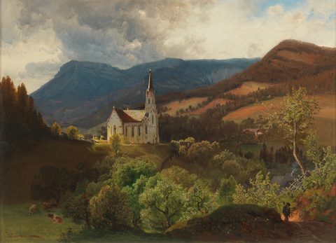 The Mountain Church by Anton Hlávaček — large framed print