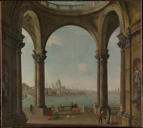 Capriccio with St. Paul's and Old London Bridge by Antonio Joli — large framed print