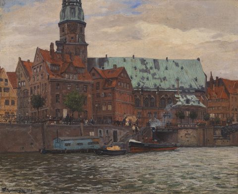 St. Catherine's Church, Hamburg by Friedrich Kallmorgen — large framed print