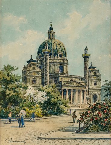 The Karlskirche, Vienna (1924) by Paul Kaspar, 1924, framed print
