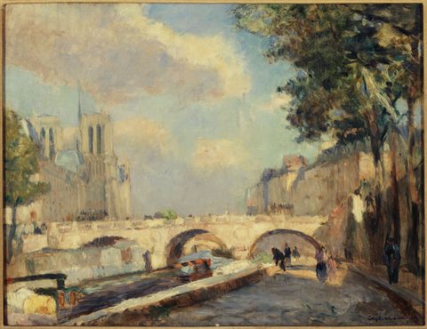 Pont Saint-Michel and Notre-Dame by Albert Lebourg — large framed print