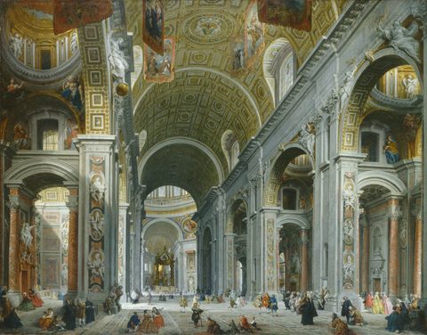 Interior of Saint Peter's, Rome by Giovanni Paolo Panini — large framed print