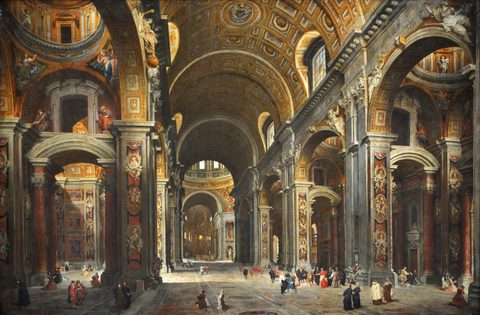 Cardinal Melchior de Polignac Visiting St. Peter's, Rome by Giovanni Paolo Panini — large framed print