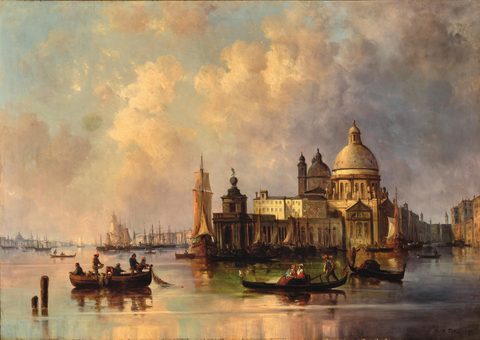 Venice, View of Santa Maria della Salute by Josef Püttner, 1871, framed print