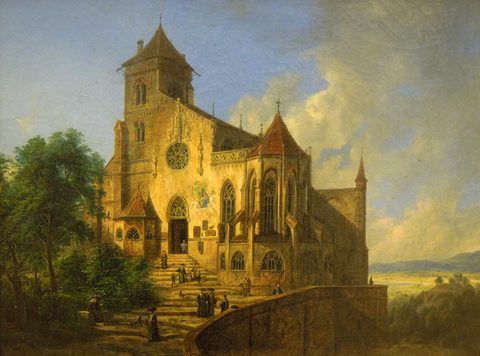 Landscape with a Church by Domenico Quaglio — large framed print