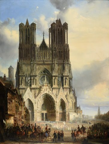 West Façade of Reims Cathedral by David Roberts — large framed print