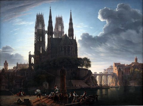 Gothic Cathedral by the Water by Karl Friedrich Schinkel — large framed print