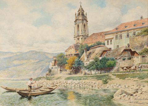 Dürnstein on the Danube by Karl Schnorpfeil, 1928, framed print