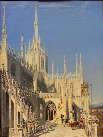 The Tower of Milan Cathedral by Johann Karl Schultz, 1829, framed print