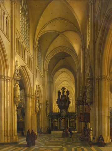 Gothic Cathedral Nave (Sebron) by Hippolyte Sebron — large framed print