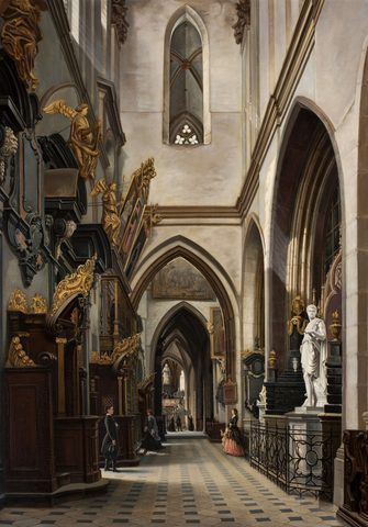 Aisle of the Wawel Cathedral by Saturnin Świerzyński — large framed print