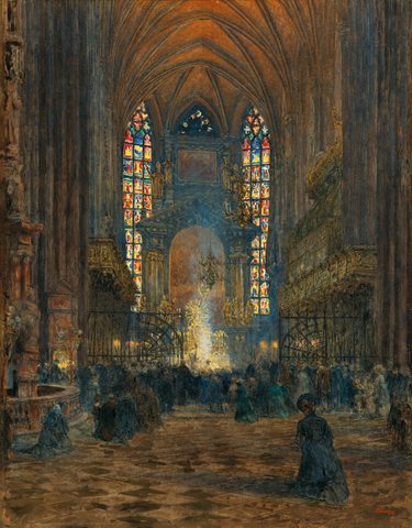 Mass at St. Stephen's Cathedral by Jindřich Tomec — large framed print
