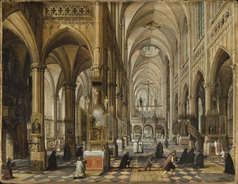 Interior of a Gothic Cathedral by Paul Vredeman de Vries — large framed print