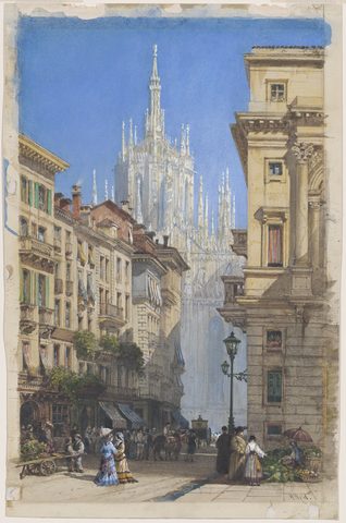 The Duomo in Milan from a Side Street by William Wyld, about 1834, framed print