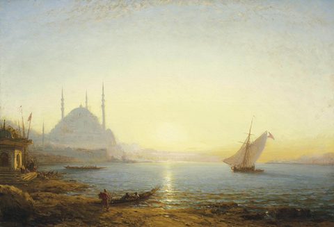 Fountain before Hagia Sophia, Istanbul by Félix Ziem, 19th century, framed print