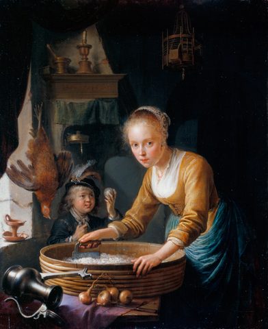 Girl Chopping Onions by Gerrit Dou — large framed print