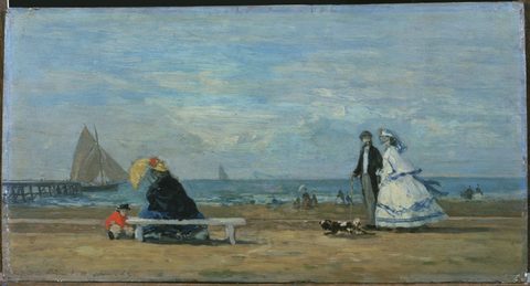 Beach at Trouville by Eugène Boudin — large framed print