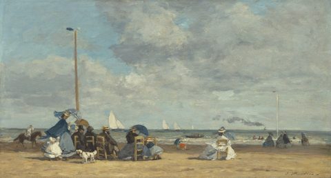 Beach at Trouville by Eugène Boudin — large framed print