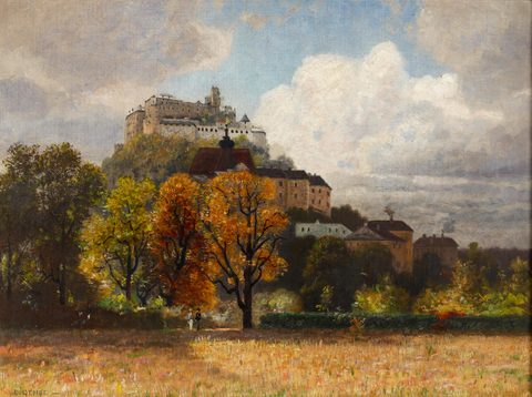 Hohensalzburg from Freisaal by Eduard Gehbe — large framed print