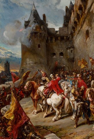 Defending the Château by Eugène Isabey, 1868, framed print