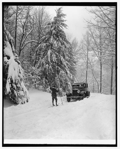 Ford in snow by National Photo Company — large framed print
