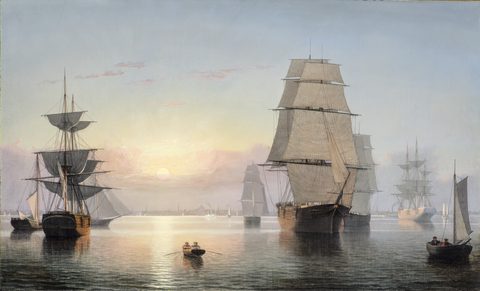 Boston Harbor, Sunset by Fitz Henry Lane — large framed print