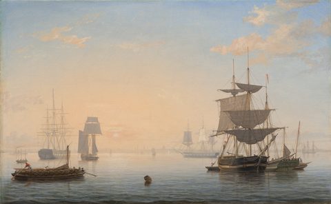 Harbor of Boston, with the City in the Distance by Fitz Henry Lane — large framed print