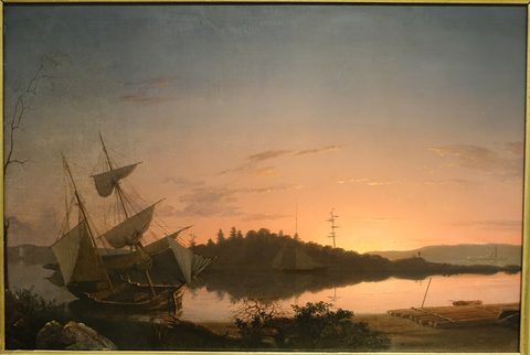 Harbor scene (Peabody Essex) by Fitz Henry Lane — large framed print