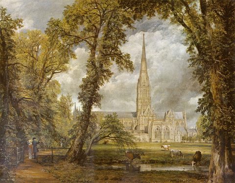 Salisbury Cathedral from the Bishop's Grounds by John Constable, 1823, framed print