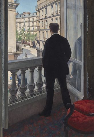 Young Man at His Window by Gustave Caillebotte, 1876, framed print