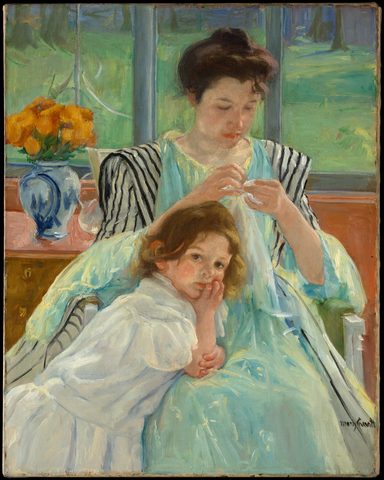 Young Mother Sewing by Mary Cassatt, 1900, framed print