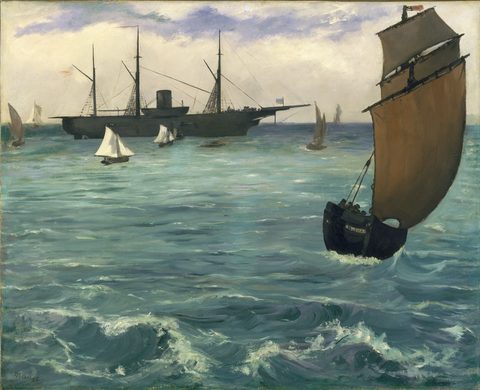The Kearsarge at Boulogne by Édouard Manet, 1864, framed print