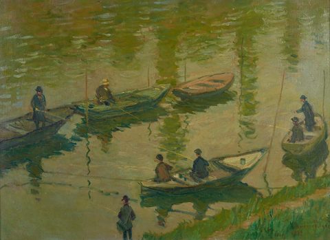 Fishermen in Poissy by Claude Monet, 1882, framed print