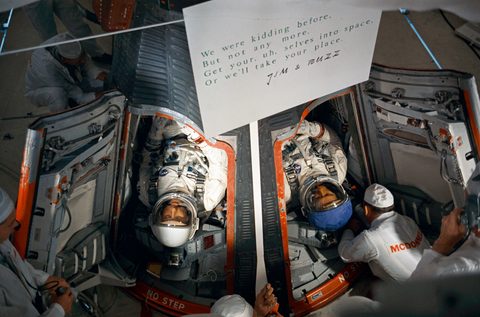 Gemini 9 insertion in the white room atop Pad 19 by NASA / Gemini — large framed print