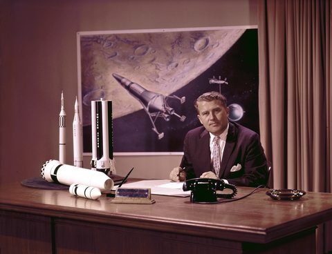 Wernher von Braun at His Desk by NASA / Marshall Space Flight Center — large framed print