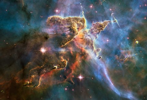 Hubble: the Mystic Mountain in the Carina Nebula by NASA — large framed print