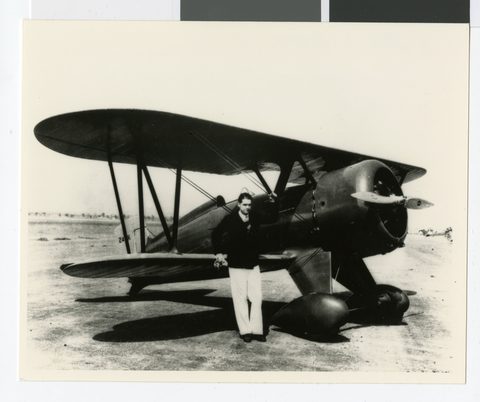 Modified biplane by Unknown photographer — large framed print