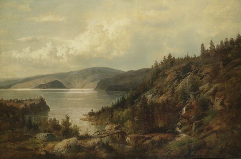 The Old Bridge by Hermann Herzog — large framed print