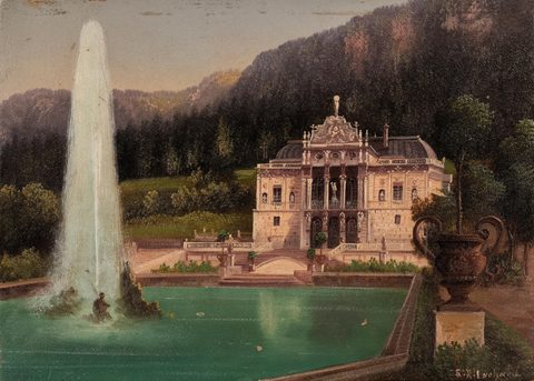 Schloss Linderhof by Hubert Sattler, before 1904, framed print
