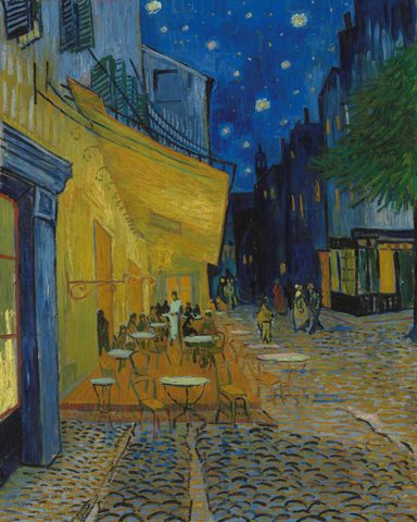 Café Terrace at Night by Vincent van Gogh, 1888, framed print